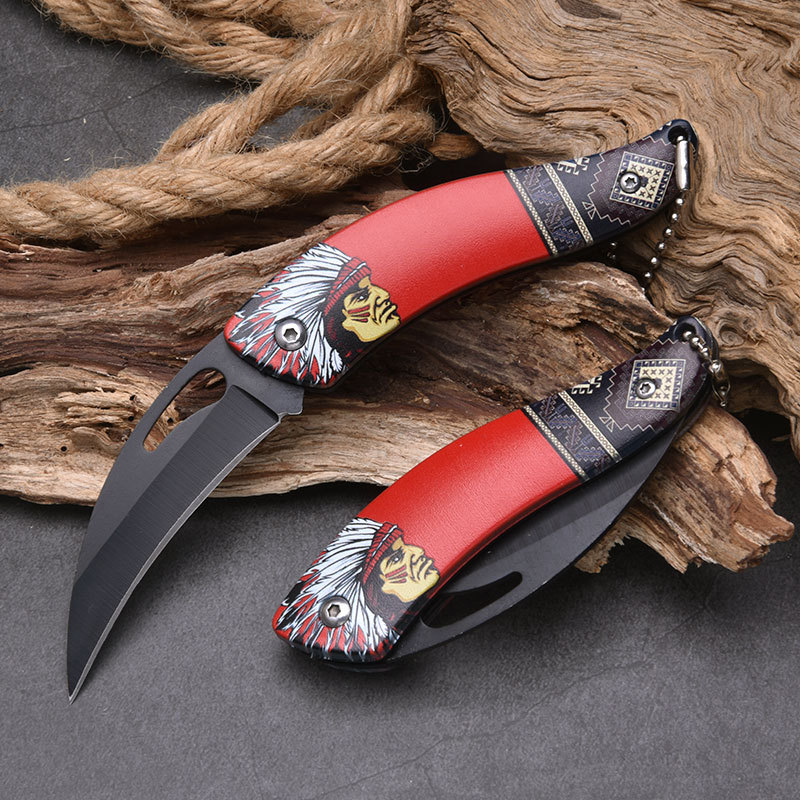 The folding knife from Yangjiang is portable and easy to carry around. It's a fruit knife for outdoor camping and can be used to hang keychains and open packages undefined