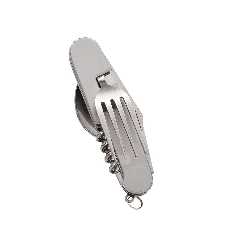 Mini foldable and detachable combination outdoor mountaineering and travel tableware, multi-opening aluminum handle outdoor knives, gift fruit knives Item Picture