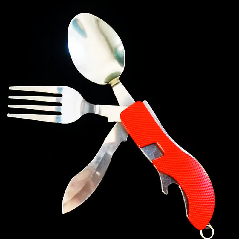 Factory direct sales of multi-functional foldable and detachable three-opening combination outdoor travel tableware, knives, gift knives and fruit knives undefined