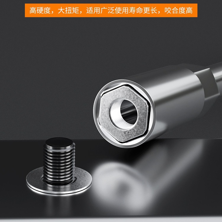 Deepened thin-walled hexagonal socket screwdriver wrench, large head, two-color plastic handle, 5-14mm, complete specifications Specification drawing