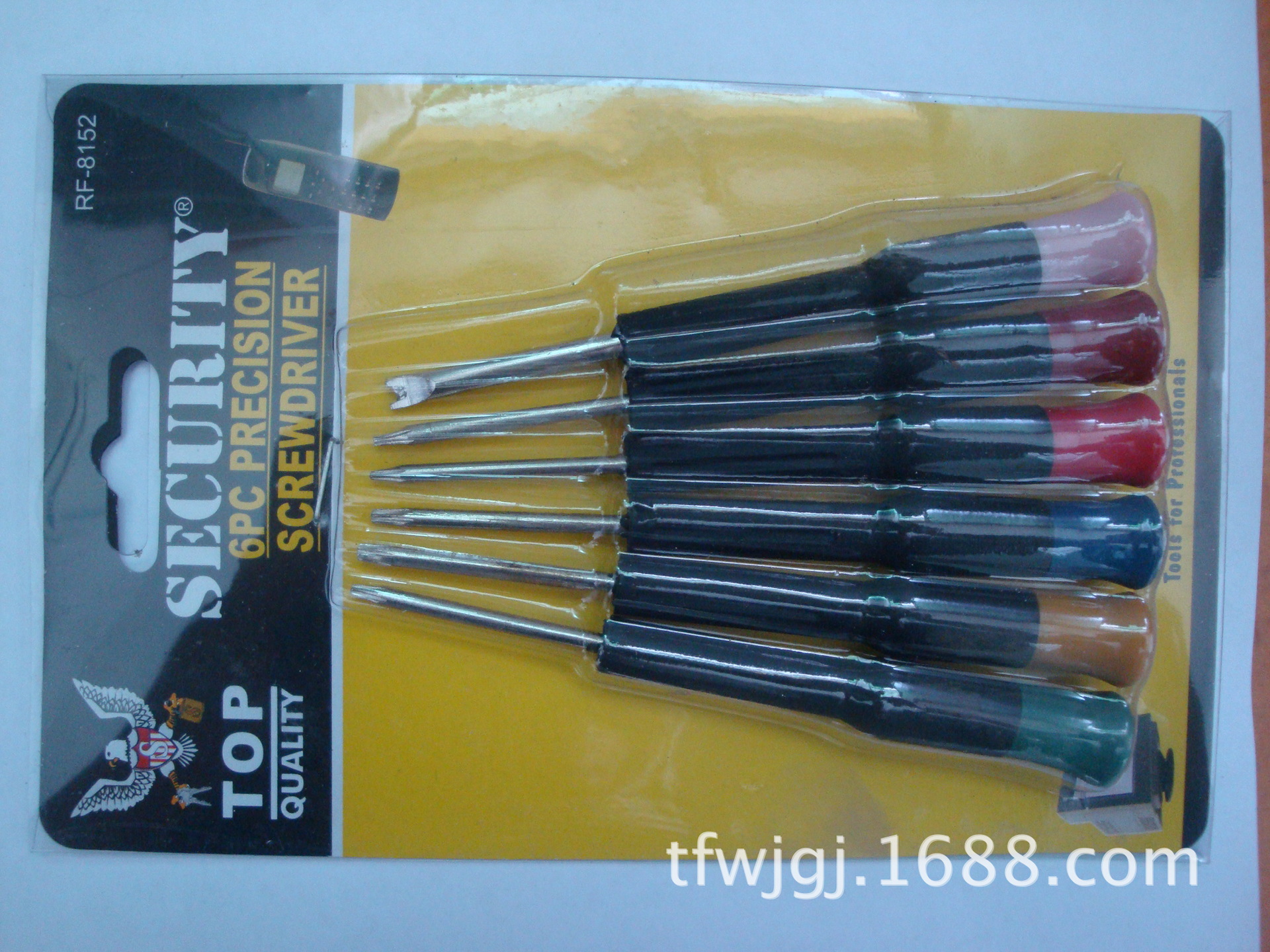 The manufacturer supplies a 6-piece set of 6PC card insertion telecommunications screwdrivers, a precision telecommunications screwdriver combination set Specification drawing