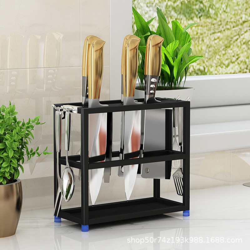 A luxury stainless steel knife rack, kitchen storage rack, large creative knife holder, kitchen knife rack, wall-mounted Specification drawing