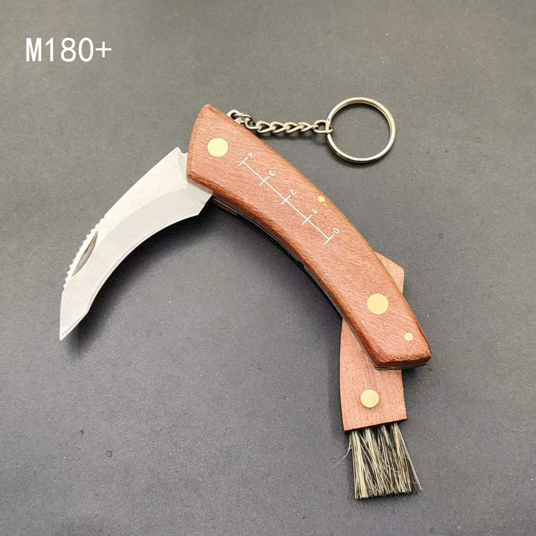 Rosewood mushroom knife, multi-functional outdoor knife, camping knife, brush, wilderness survival folding knife, folding knife full figure