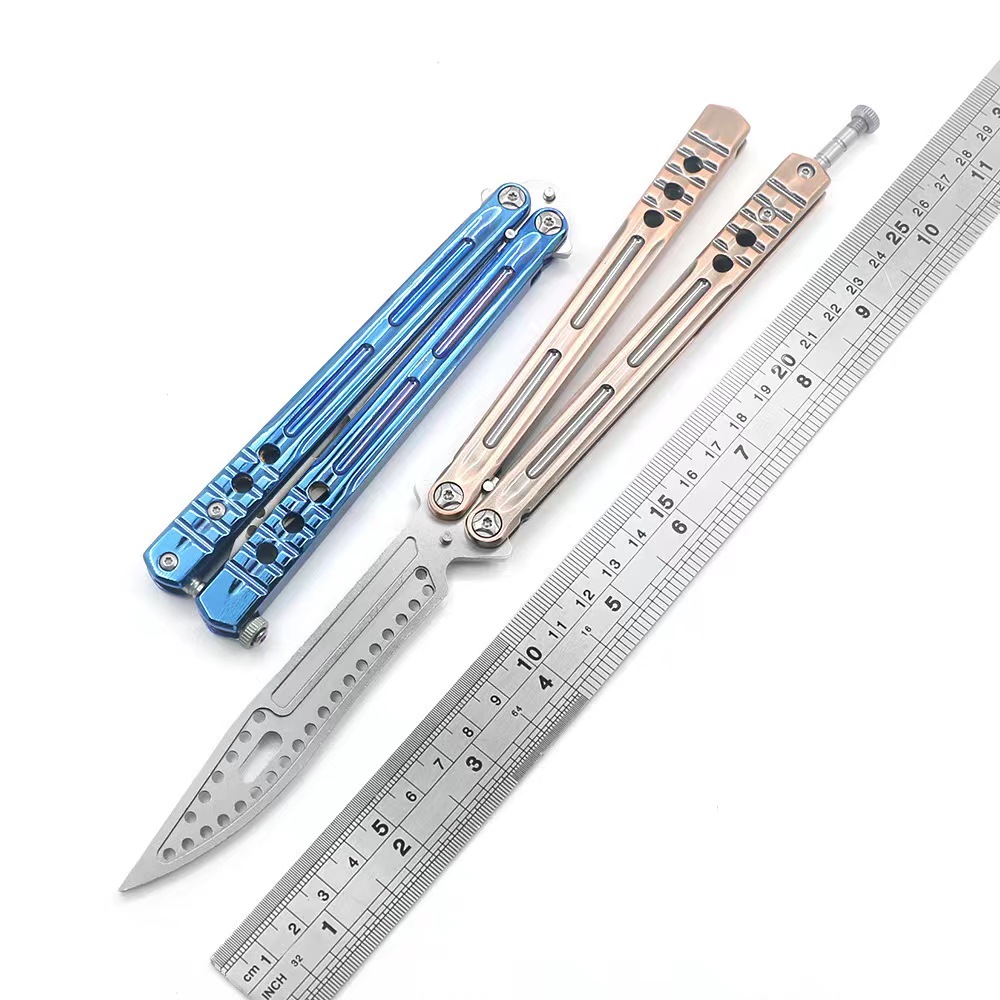 Dejia high-quality zinc alloy one-piece die-cast handle butterfly knife CSGO practice knife, unsharpened training knife Item Picture