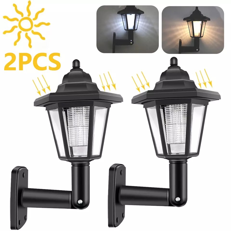 Outdoor solar garden lamp, hexagonal retro palace garden lawn landscape lighting, wall-mounted lamp full figure