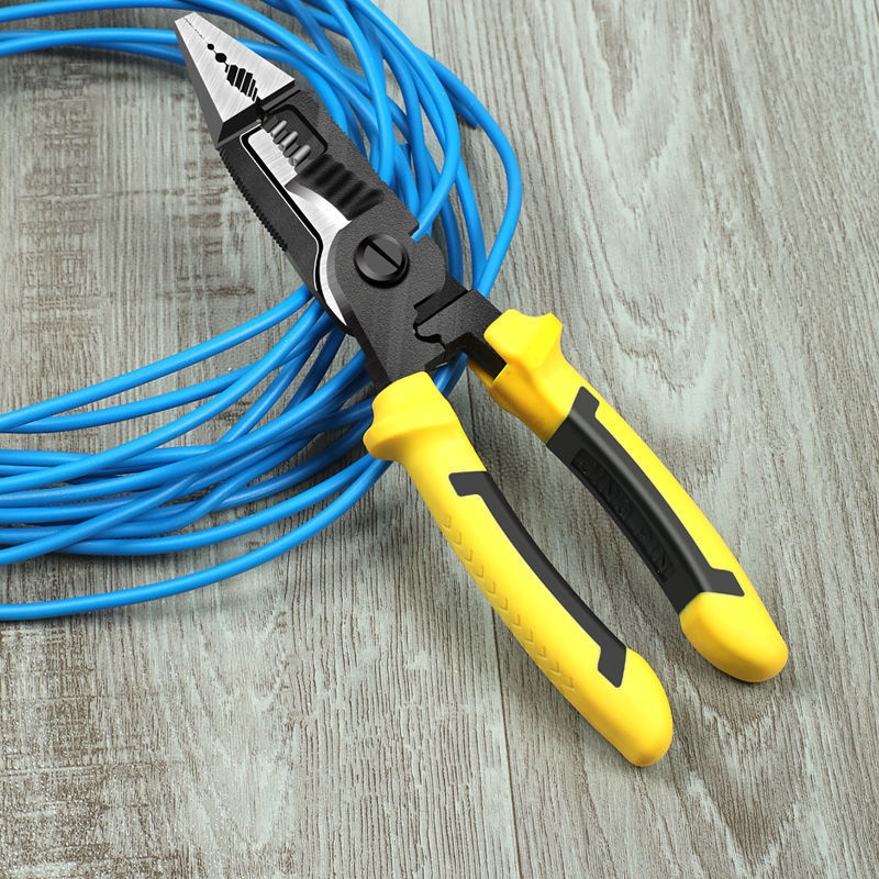 Six-in-one multi-functional electrician's pliers, wire strippers, special steel wire crimping pliers, wire peeling and pulling, pointed nose pliers, wire strippers for foreign trade undefined