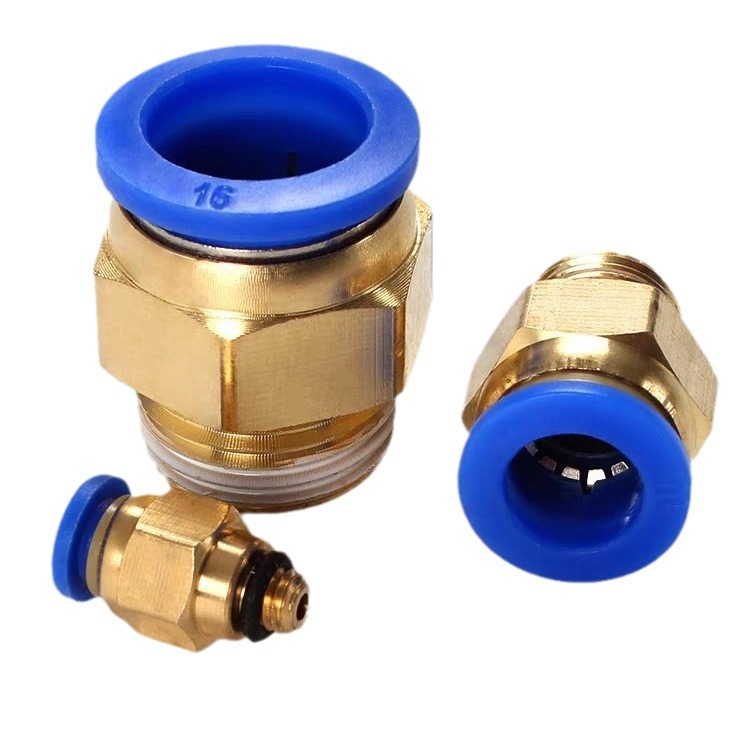 Pneumatic air pipe with threaded straight-through quick 304 stainless steel connector PL6-8-10-12-PC8-01-02 Item Picture