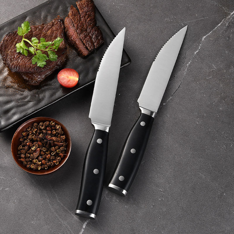 Cross-border Amazon 5-chromium half-edge serrated stainless steel kitchen knife set, Steak knife, Multi-purpose knife Gift Box 6-piece set details Picture