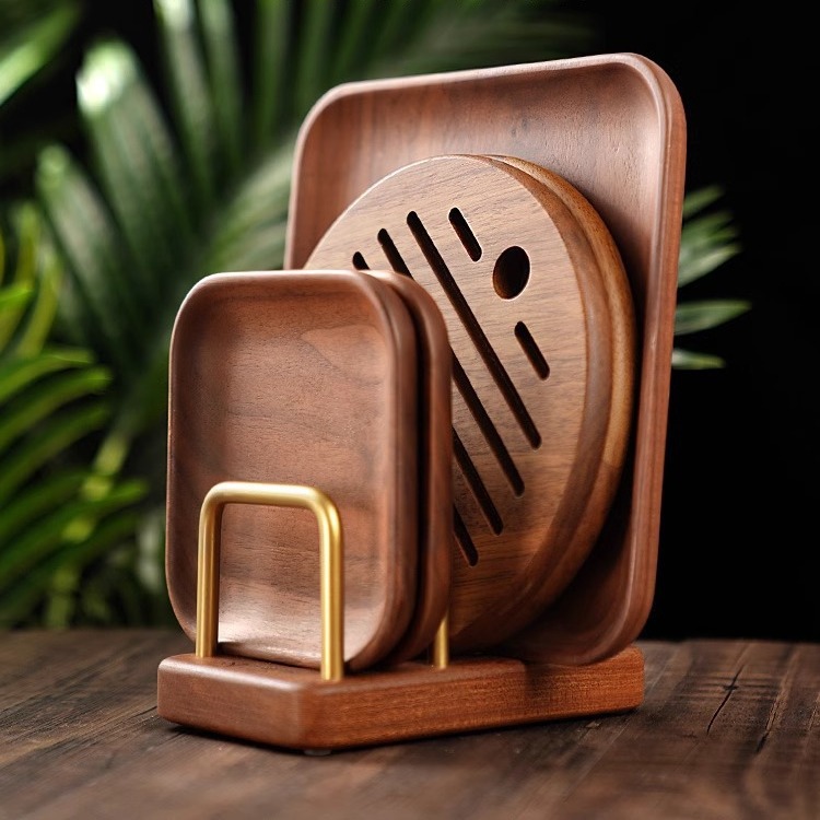 Solid wood cutting board placement rack, household kitchen countertop, knife rack, pot lid rack, chopping board storage rack, knife and cutting board storage rack details Picture