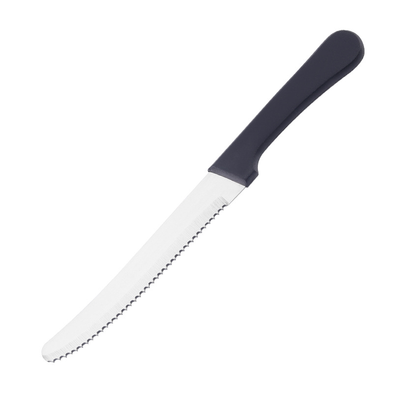 Amazon's best-selling stainless steel steak knife, plastic handle thickened steak knife, fine serrated steak knife tableware Item Picture