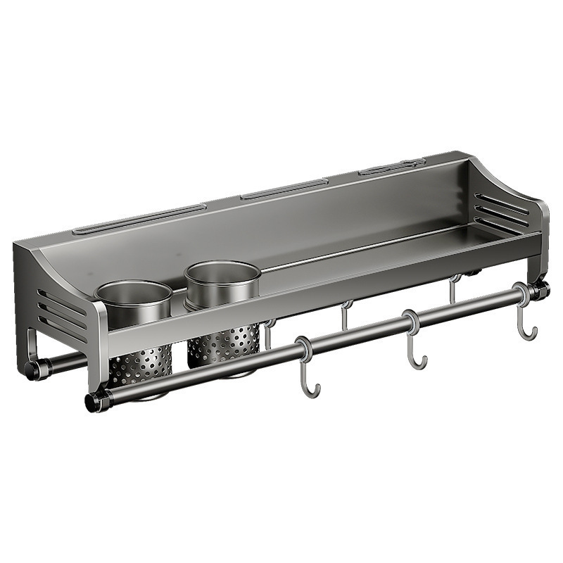 Perforation-free kitchen storage rack, multi-functional chopstick and knife rack, comprehensive household condiment supplies, storage wall-mounted rack Item Picture
