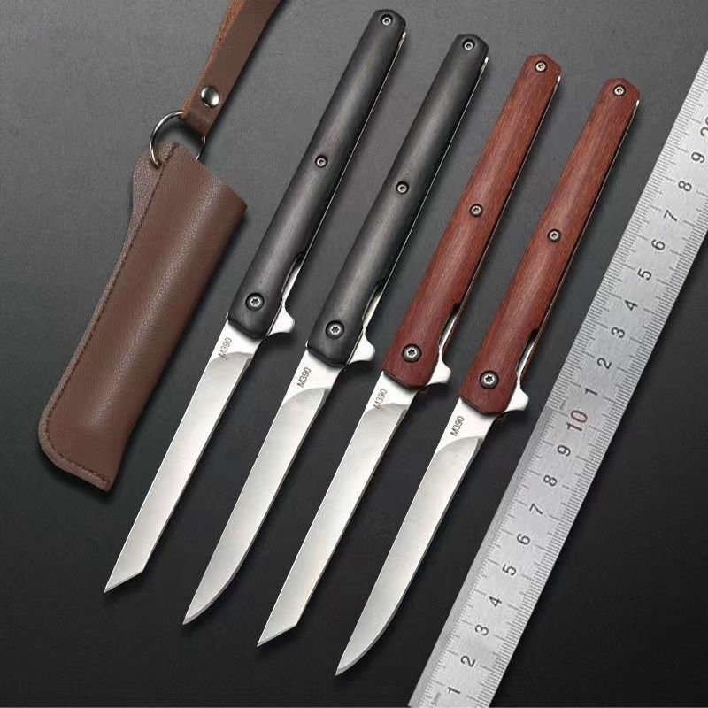 Factory high-hardness stainless steel folding knife, portable mini pocket, wooden handle magic pen, outdoor knife, sharp fruit knife full figure