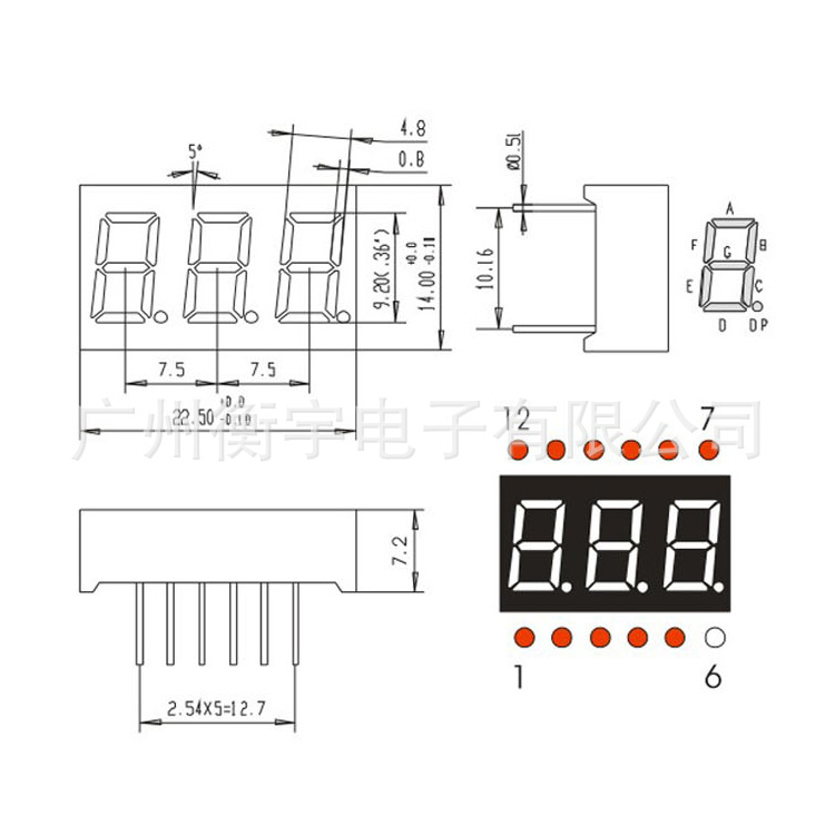 0.36-inch 3-digit digital tube, red: 3361AS (co-negative), 3361BS(co-positive) Application Scenario