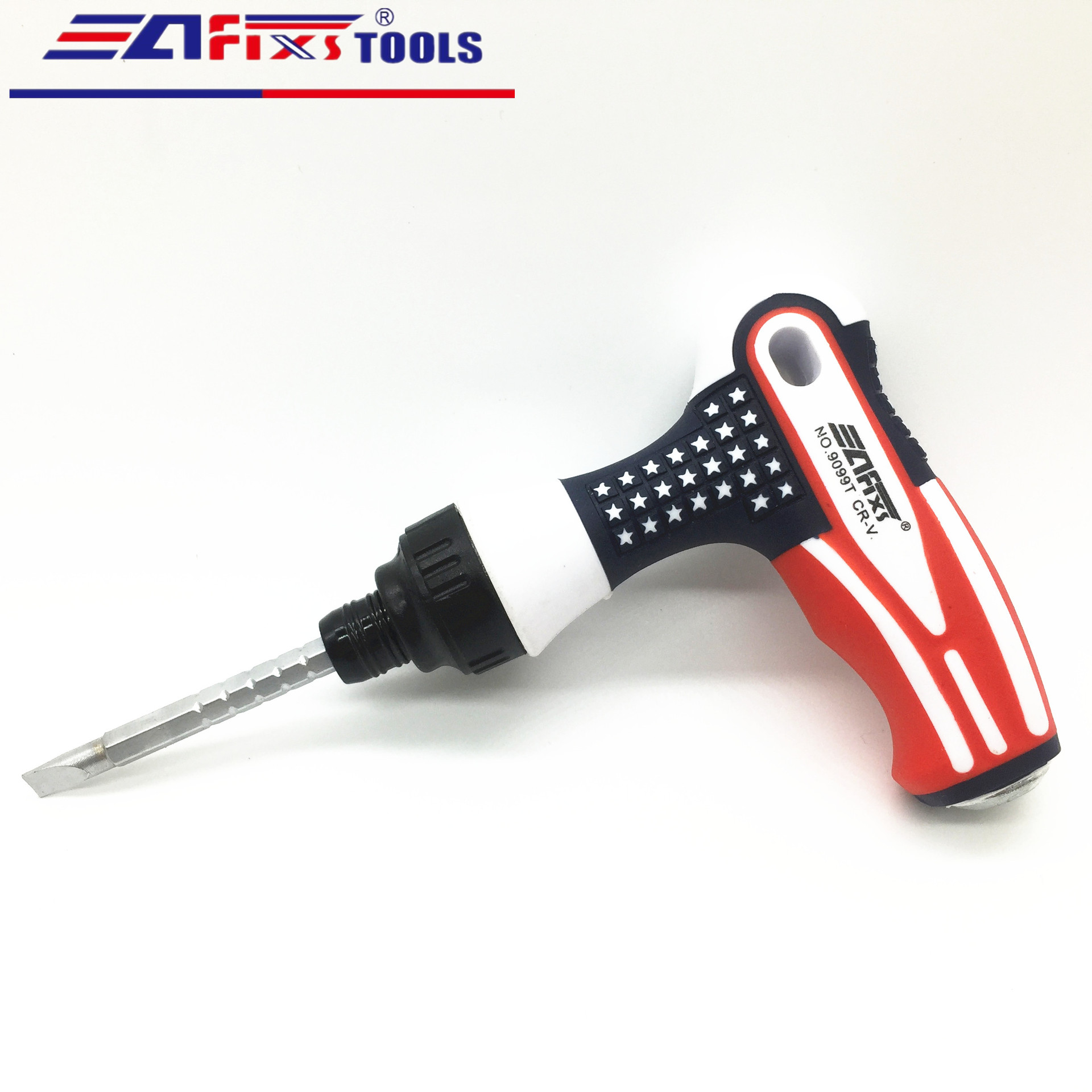 New type of T-shaped American flag handle telescopic ratchet screwdriver, quick multi-functional walking stick universal screwdriver Item Picture
