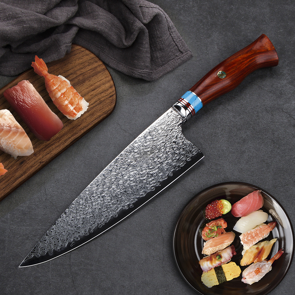 Damascus Sandek knife, professional chef's knife, Western chef's knife, cross-border AliExpress kitchen knife, stainless steel forged full figure