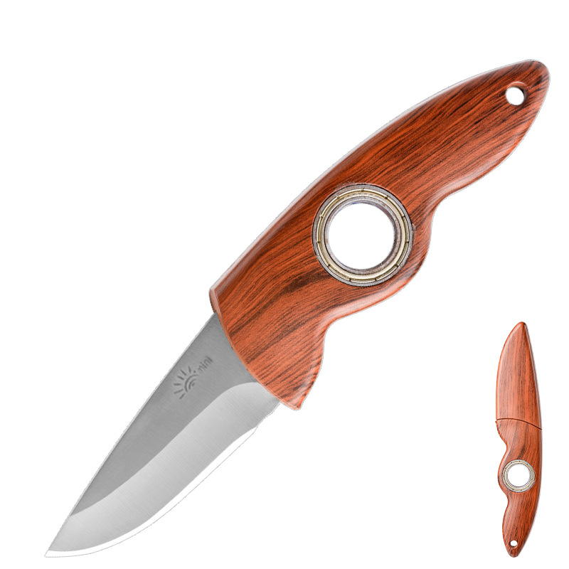 Bearing rotating knife, 360-degree rotating household fruit knife, outdoor hand-handled meat, portable sharp knife, popular online celebrity Item Picture