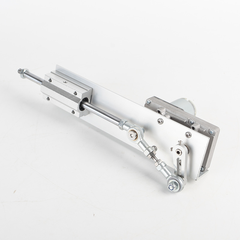 The DIY variable-speed reciprocating motor device features a linear push-pull automatic telescopic mechanism where the push rod moves back and forth automatically for pushing and pulling Specification drawing