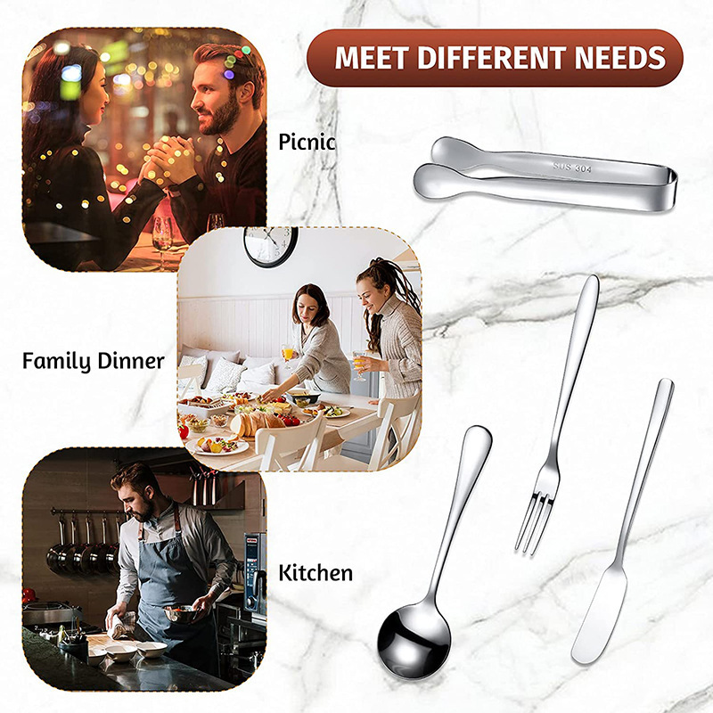 Amazon stainless steel cheese knife, butter spread knife, 14-piece set, butter knife, ice clip set, coffee spoon, sugar cube clip Specification drawing