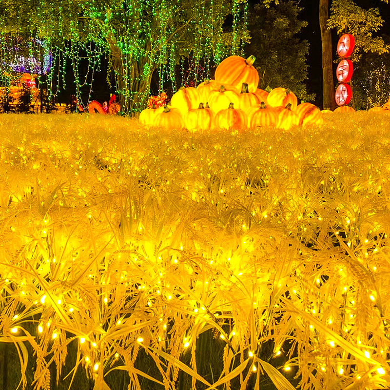 Led-illuminated wheat ear and rice ear lamps, outdoor solar courtyard lawn decorative lights, garden landscape simulation details Picture
