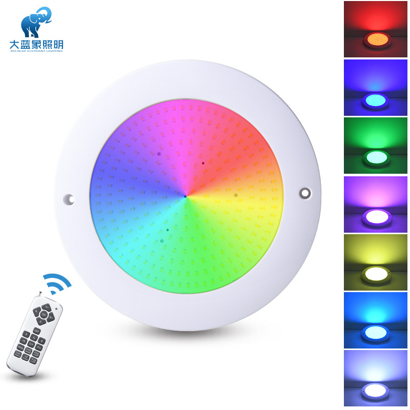 Seven-color wireless remote control underwater swimming pool light, outdoor waterproof all-resin potting low-voltage 12V / 24V sleeve underwater light full figure