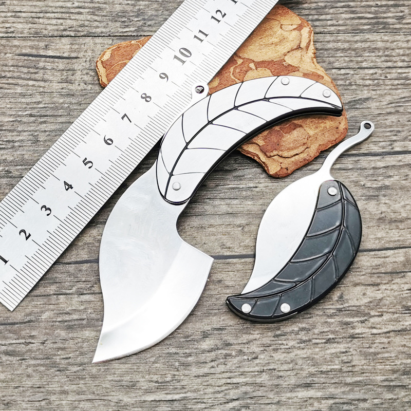 Factory wholesale key folding knives, all-stainless steel folding knives, creative mini gift knives, leaf knives full figure