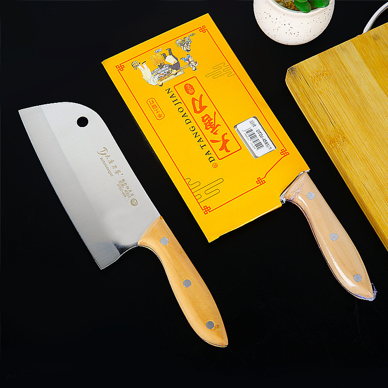 Yangjiang kitchen knives, chef's knives, household slicing knives, street food cutting knives, kitchen wooden handle slicing ladies' knives details Picture