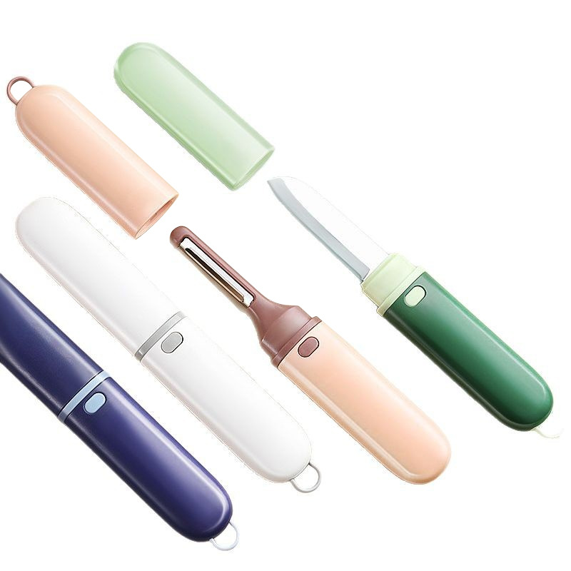 Fruit peeler and fruit peeler two-in-one household kitchen-specific peeler, double-head integrated folding portable knife Item Picture