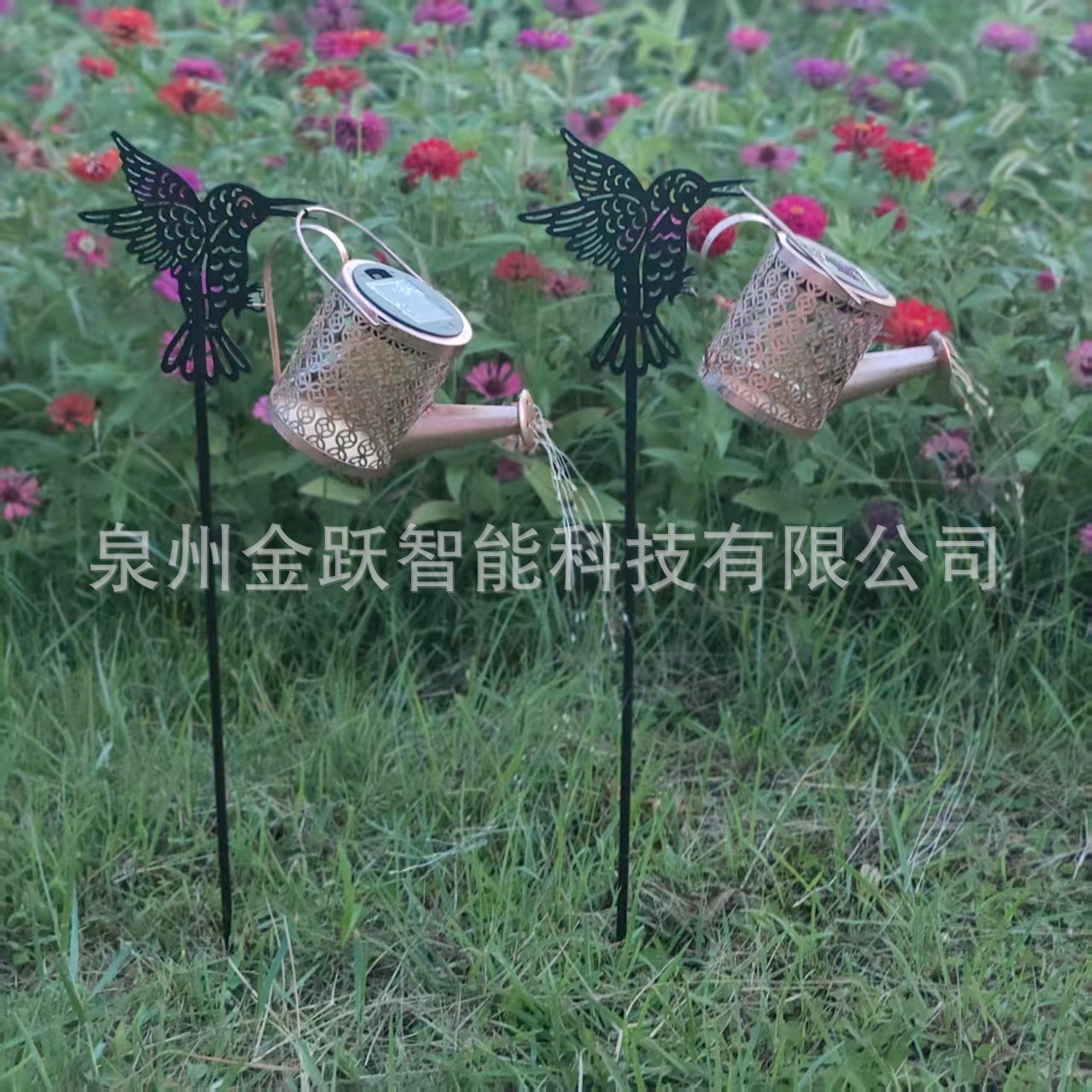 Cross-border new copper coin solar water bottle lamp, ironwork hollowed-out outdoor rainproof decoration, garden, courtyard, lawn, ground plug Specification drawing