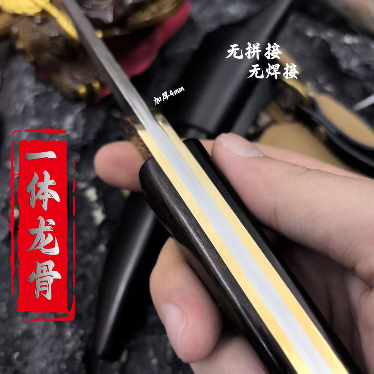 【 Xuan Yue 】 High-end gift and collectible Damascus steel straight knife, Ebony one-piece keel straight knife Application Scenario