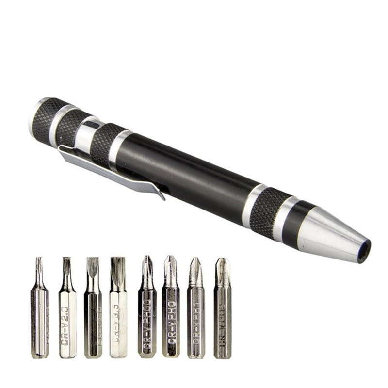 Multi-functional eight-in-one screwdriver, aluminum alloy disassembly pen, one-head cross-head screwdriver, maintenance tool undefined
