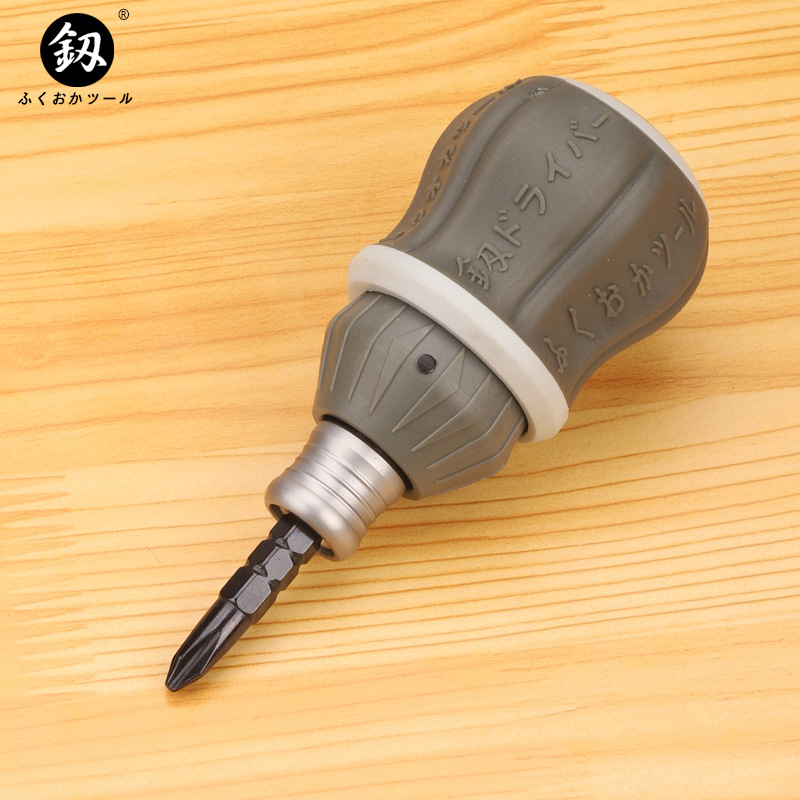 Fukuoka FO-9006 telescopic ratchet dual-purpose screwdriver, cross-head flat-head mini screwdriver, double-head screwdriver tool full figure