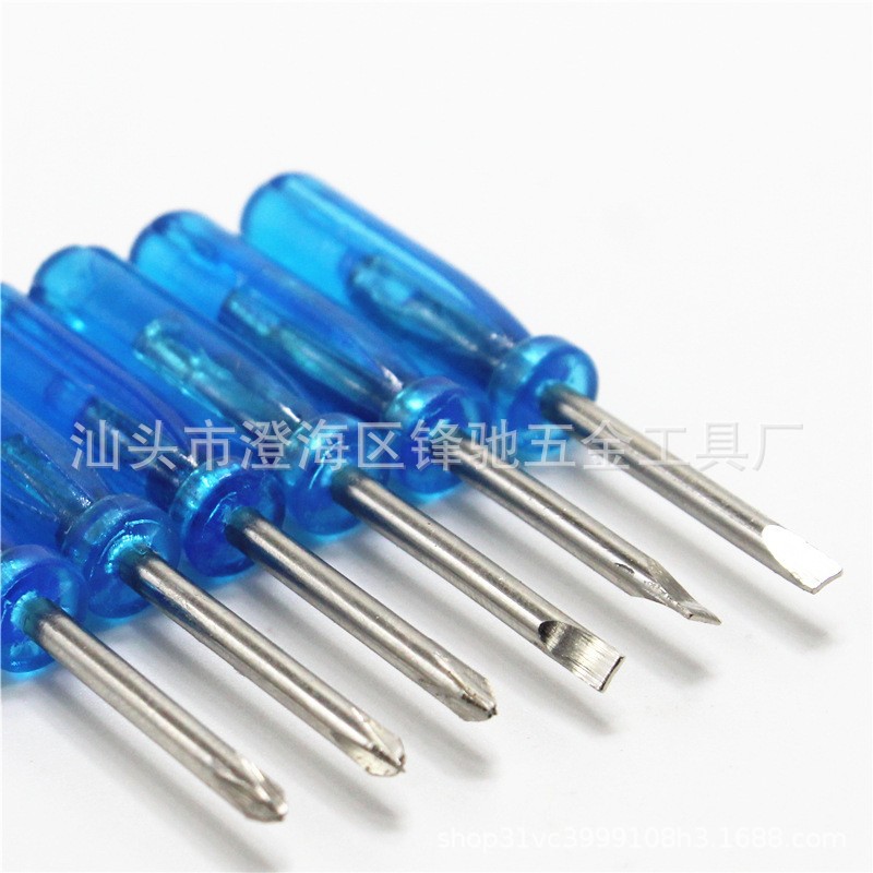 Mini blue crystal screwdriver, micro cross 2.0, 3mm, 45mm long toy with glasses, small screwdriver full figure