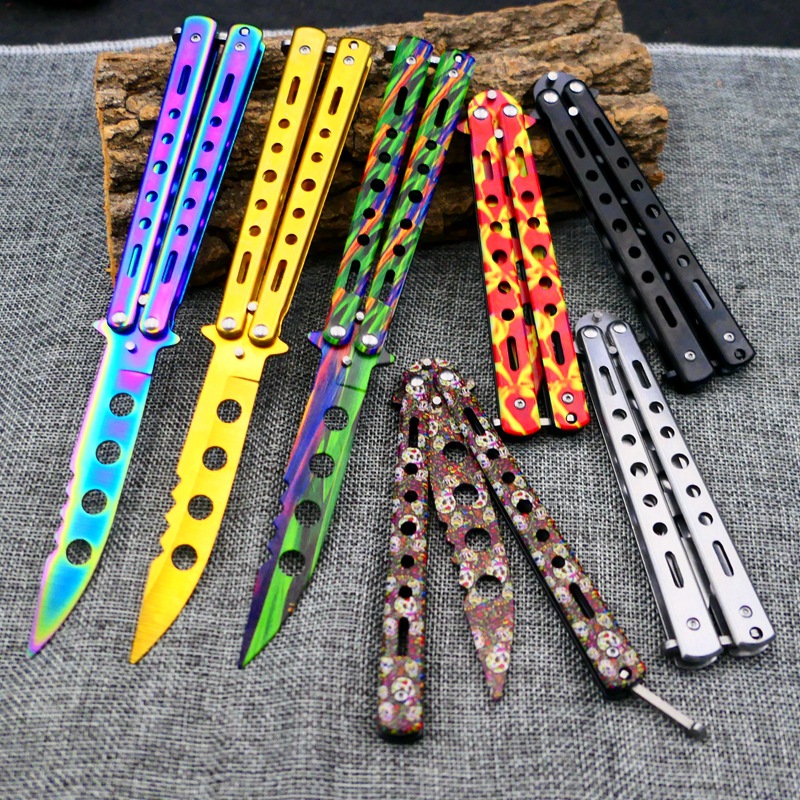 The csgo Butterfly Swing Knife peripheral game from the manufacturer features a fully steel 3D uncut training knife that is foldable and portable for fancy practice details Picture