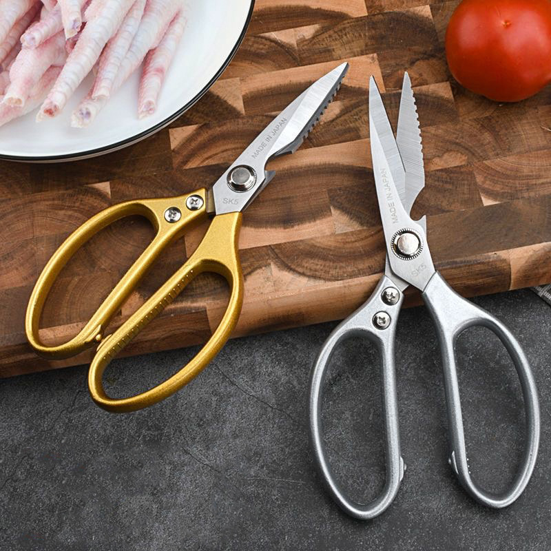 SK5 stainless steel kitchen scissors, aluminum alloy handle, chicken bone scissors, powerful bone scissors, fish-killing scissors, multi-functional meat scissors details Picture