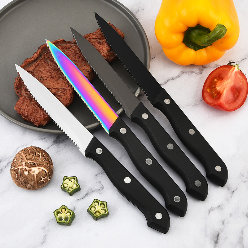 Factory wholesale kitchen knives, stainless steel steak knives, Western tableware, stainless steel steak knives, serrated knives, steak knives full figure