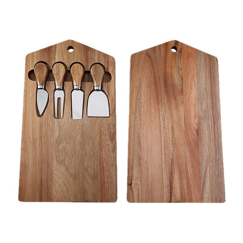 In-stock Xiangsi Cheese board set, stainless cheese tools 4-piece set, cheese knives, cooked food board, cheese knife set Item Picture