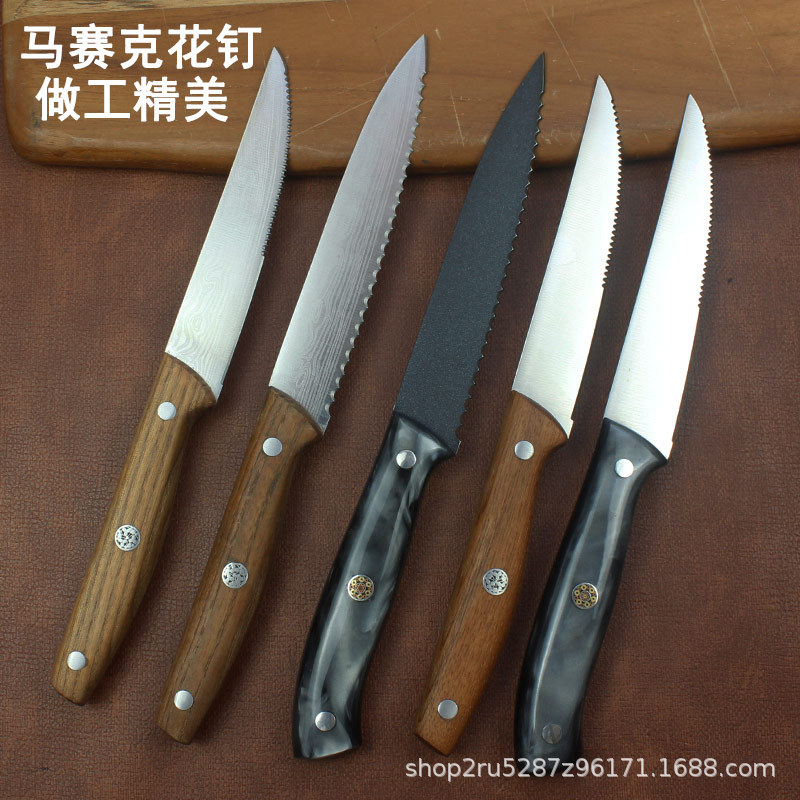 Steak knife, foreign trade foreign chef's meat cutting, single Western main course knife, cutting food according to steak, serrated knife for cutting grilled meat details Picture
