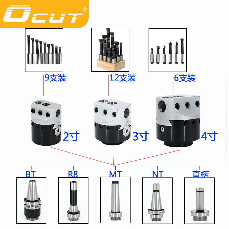 F1-R8 shank boring head 2-inch MT2-F1-9PCS 1/2 "imperial thread 7/16-20 boring machine set Application Scenario