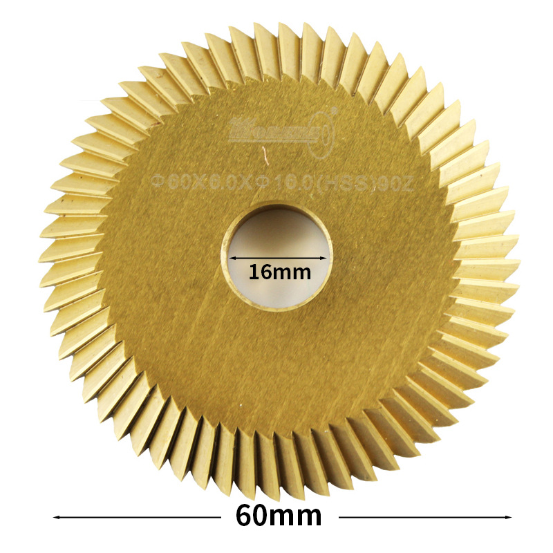 Wholesale of HSS high-speed steel cutting saw blades, single-sided tooth titanium-coated circular saw blades, cutting blades 60*6*16*90T details Picture