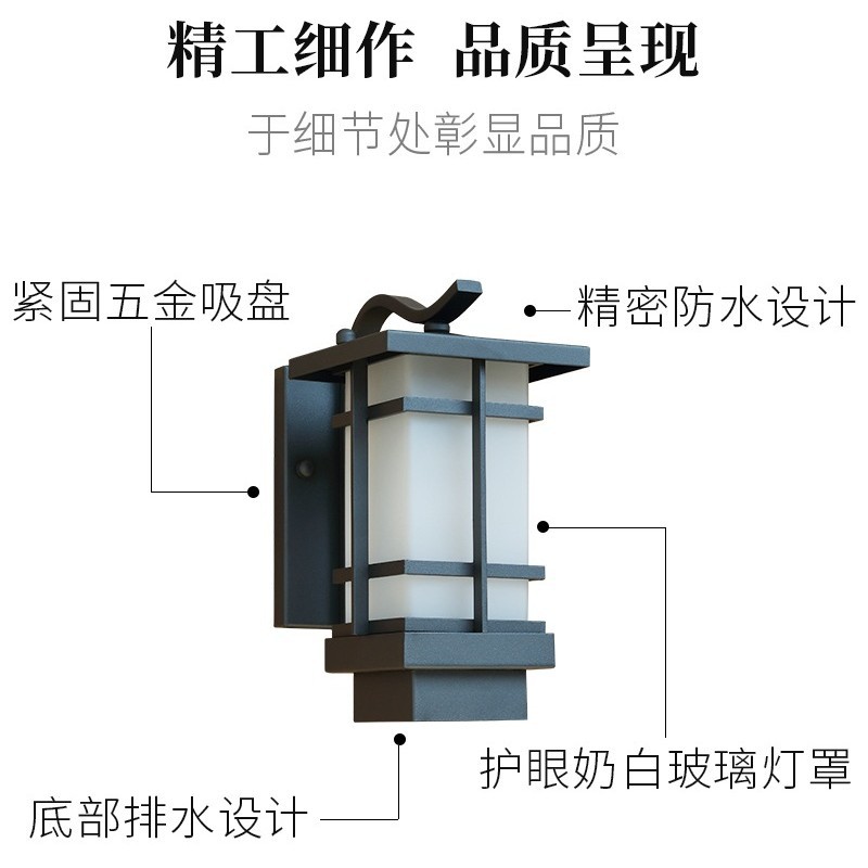 New Chinese-style outdoor wall lamps, villa courtyard lamps, garden fence lamps, retro outdoor lamps, corridor, balcony and porch wall lamps Specification drawing
