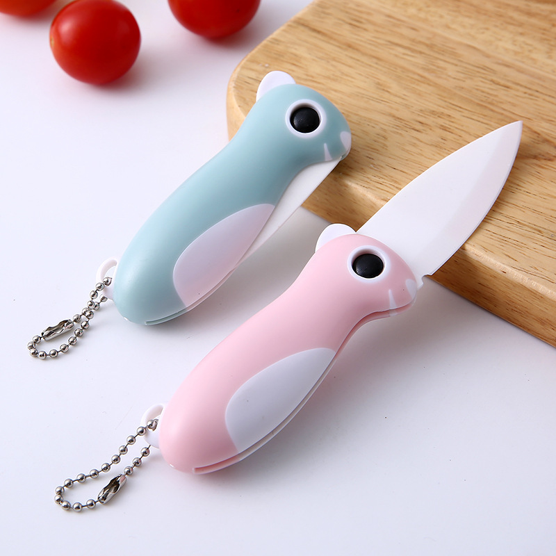 Ceramic folding fruit knife, cute portable knife, creative pocket fruit knife, multi-functional knife, peeler details Picture