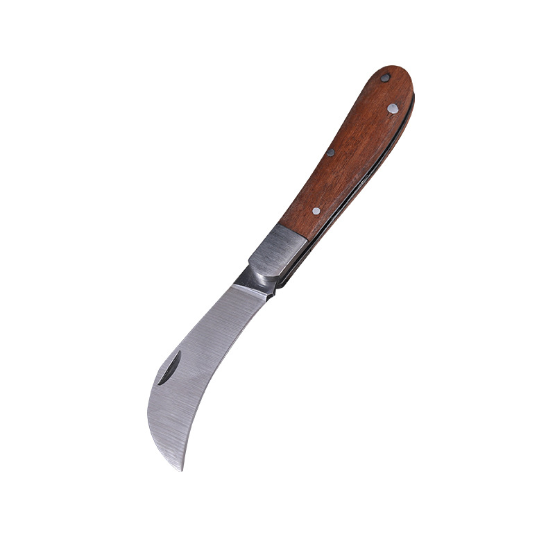 Wooden handle folding straight edge curved edge electrician's knife, multi-functional and convenient electrician's knife, cable and wire opening and stripping knife Item Picture