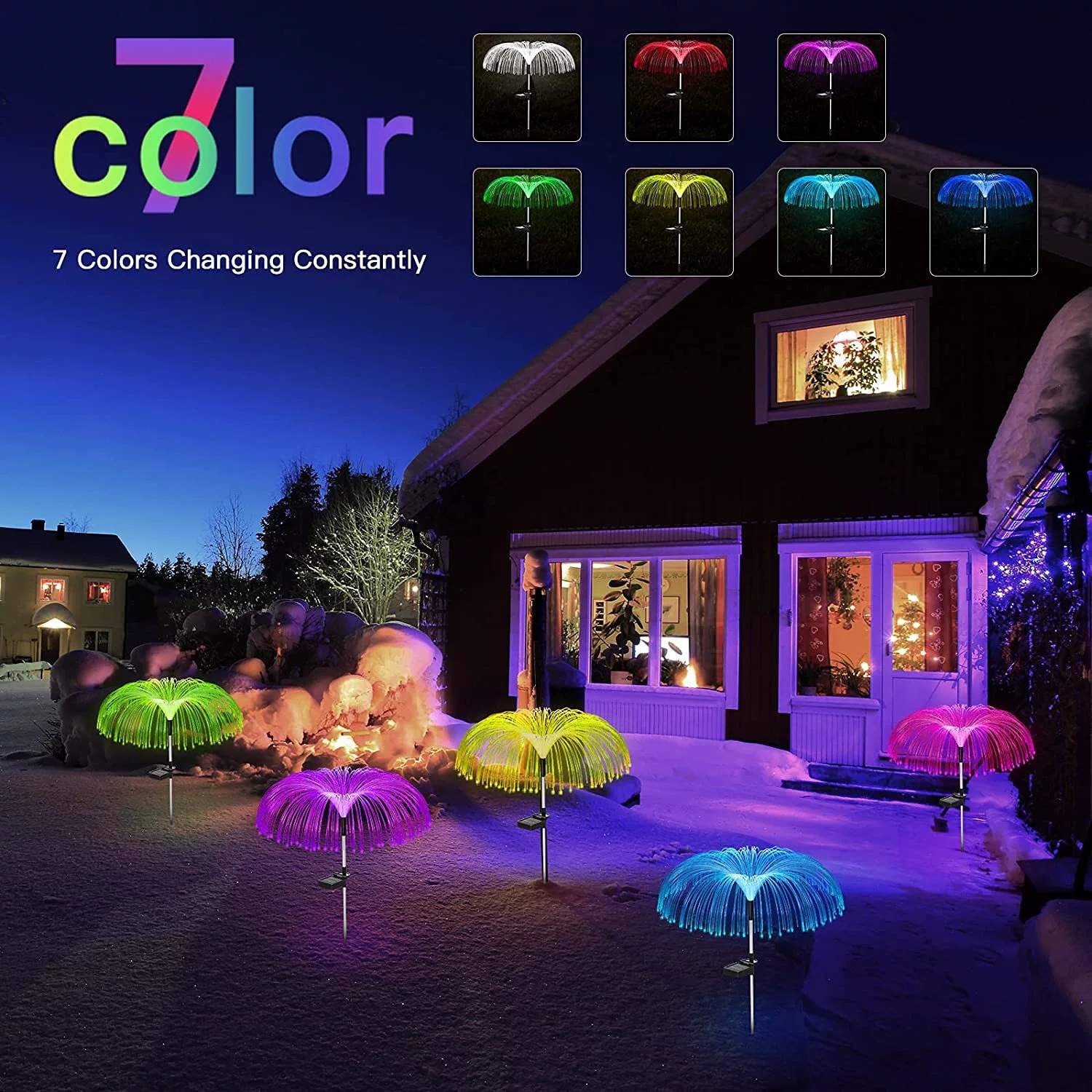 Outdoor solar lanterns, simulated jellyfish fireworks, landscape lights, courtyard decoration, lawn ground insert lights, LED ambient lights Application Scenario