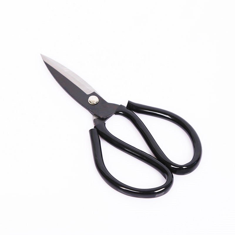 Factory direct supply of fish head scissors, large head scissors, household black leather scissors, No. 1 scissors, leather scissors full figure