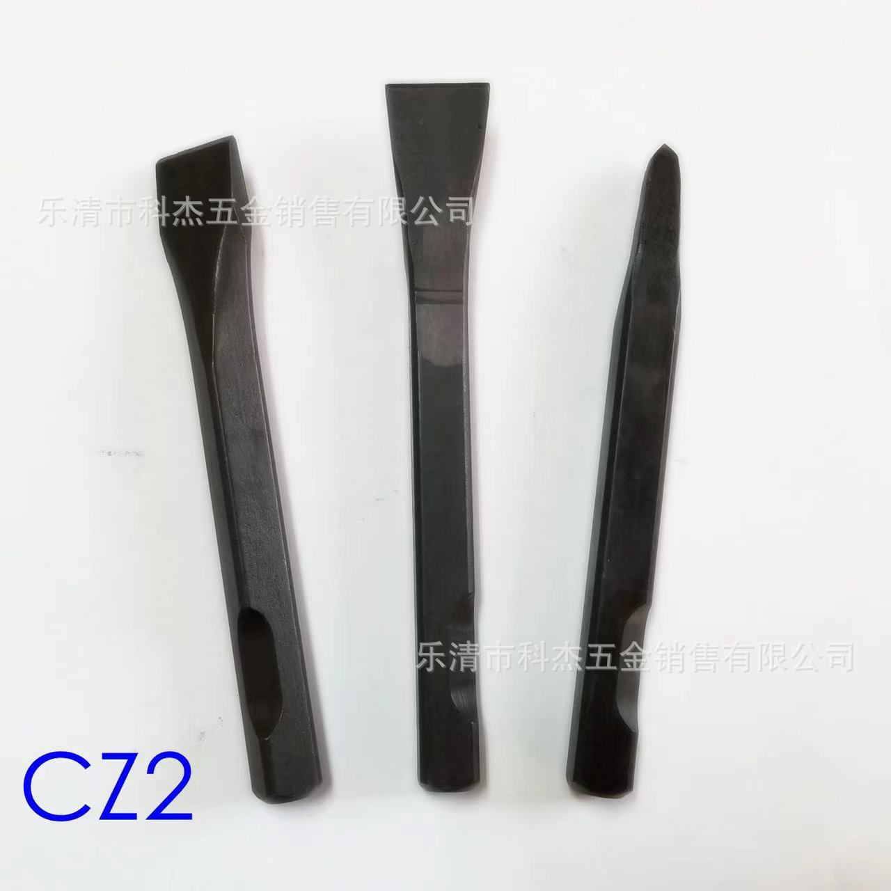 CZ2 pneumatic shovel accessories: Pneumatic shovel with a sharp blade type, straight and flat, curved and flat, 35mm wide, and a square blade head of 12.7mm full figure
