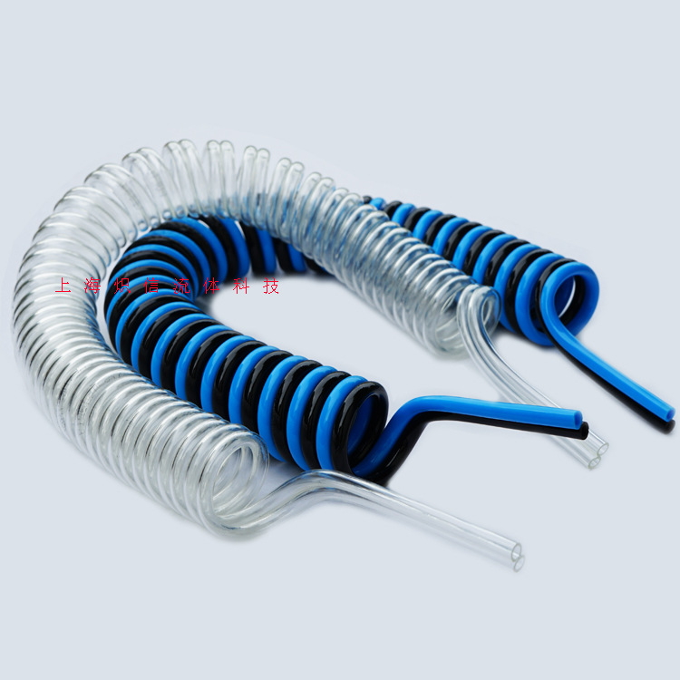 PU air tubes 4*2.5 double-row, double-color, side-by-side spring tubes for spiral extension and precision micro-automation equipment details Picture