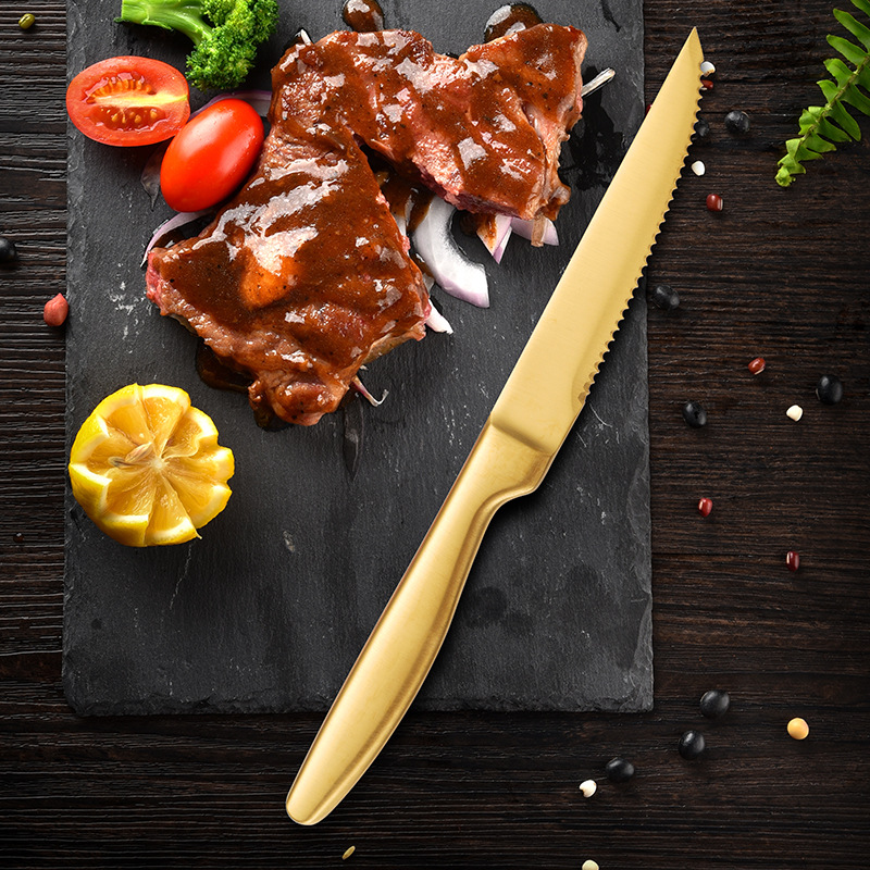 420 stainless steel Western tableware, steak knife, serrated main course knife, household steak cutter, steak knife Specification drawing