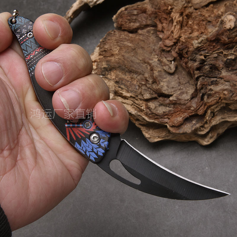 The folding knife from Yangjiang is portable and easy to carry around. It's a fruit knife for outdoor camping and can be used to hang keychains and open packages Specification drawing