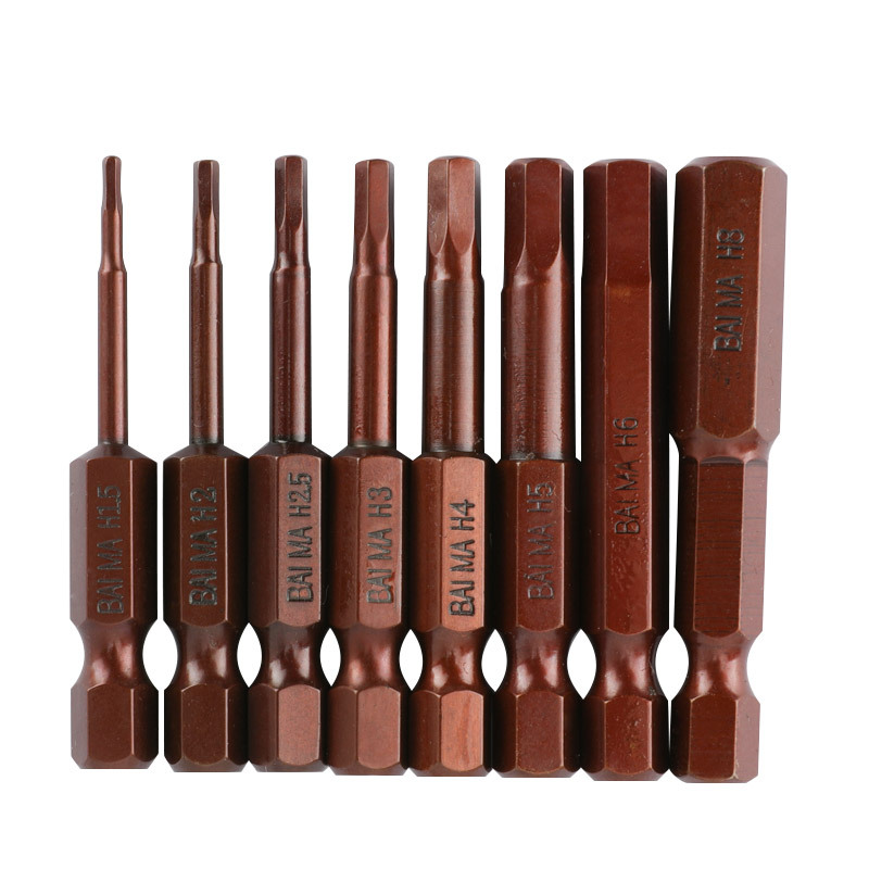 Baima hex socket bits, Taiwan S2 steel magnetic electric drill, electric screwdriver, screwdriver bit, pneumatic screwdriver nozzle, air screwdriver nozzle Item Picture