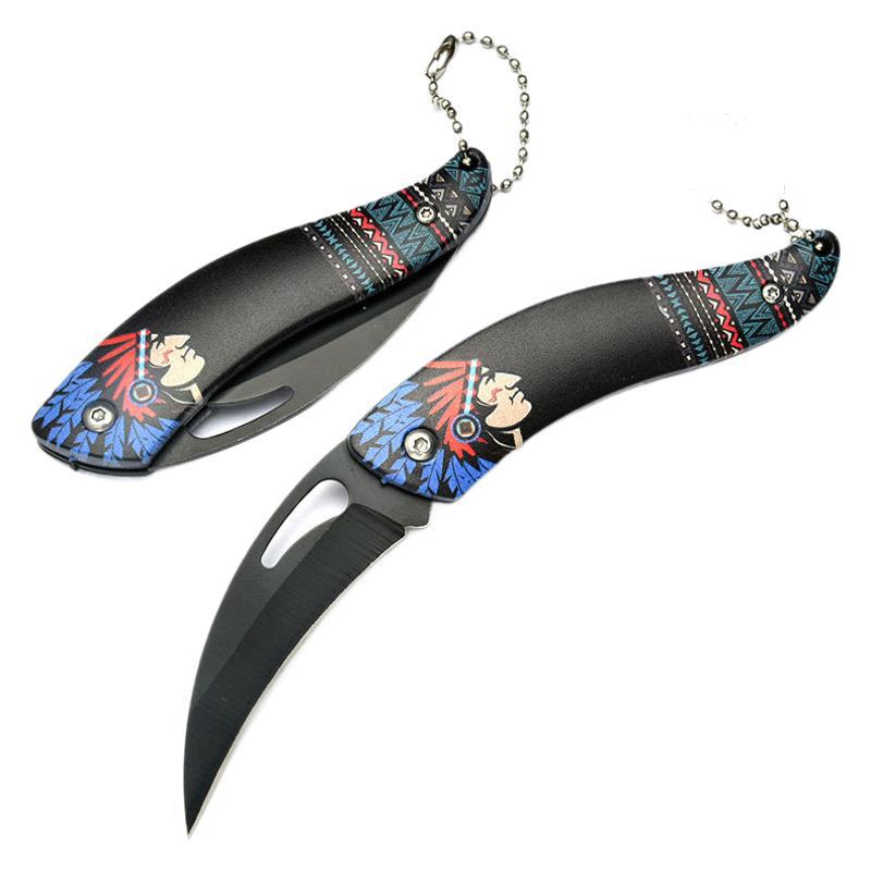 The folding knife from Yangjiang is portable and easy to carry around. It's a fruit knife for outdoor camping and can be used to hang keychains and open packages Item Picture